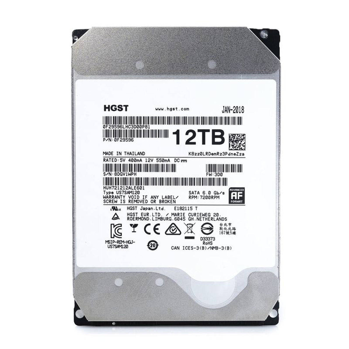 HGST Ultrastar DC HC520 HUH721212ALE601 12TB 7200 RPM 256MB Cache SATA 6.0Gb/s 3.5" Enterprise Internal Hard Drive (Used)