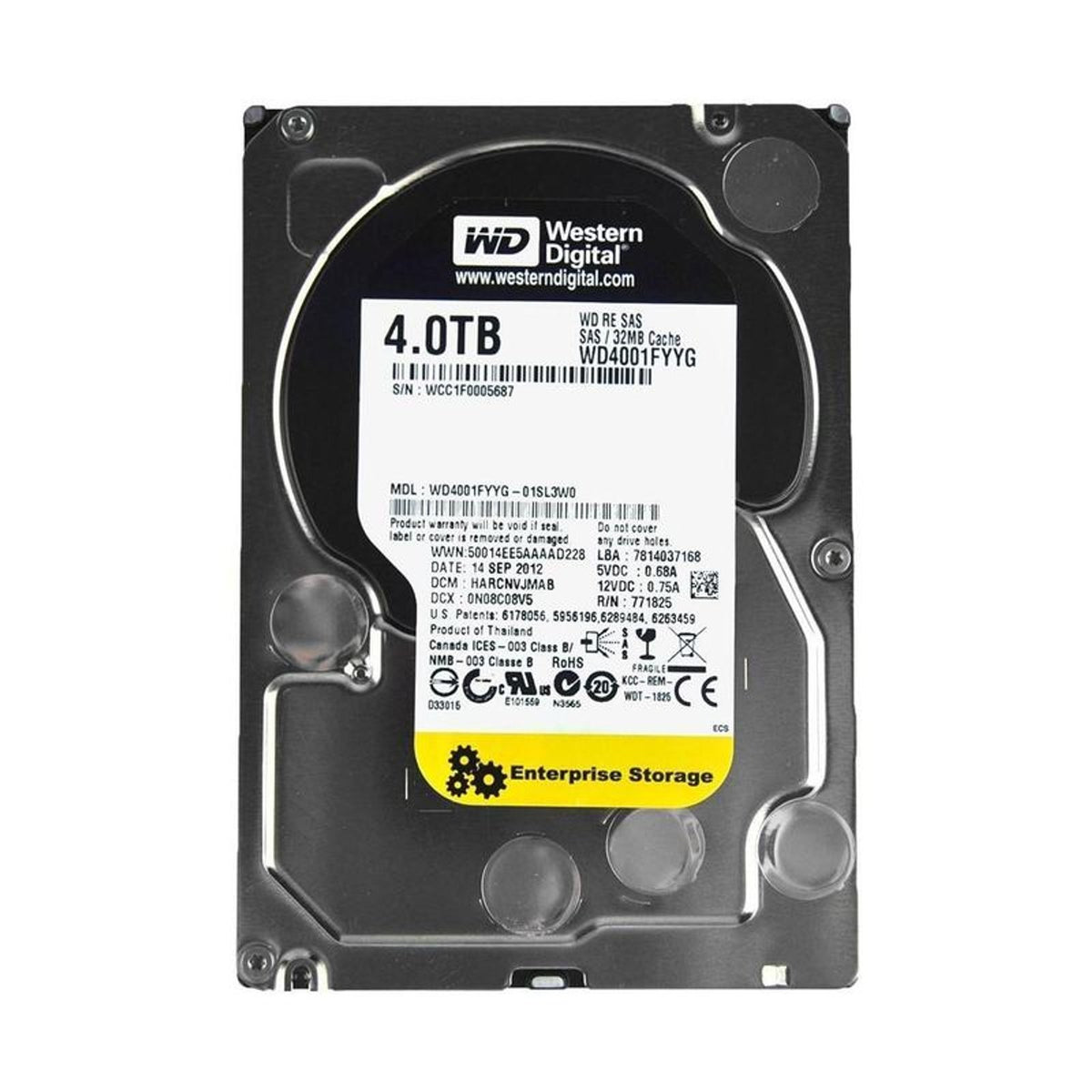 WD Re SAS WD4001FYYG 4TB 7200 RPM 32MB Cache SAS 6Gb/s 3.5" Enterprise Internal Hard Drive (Used)