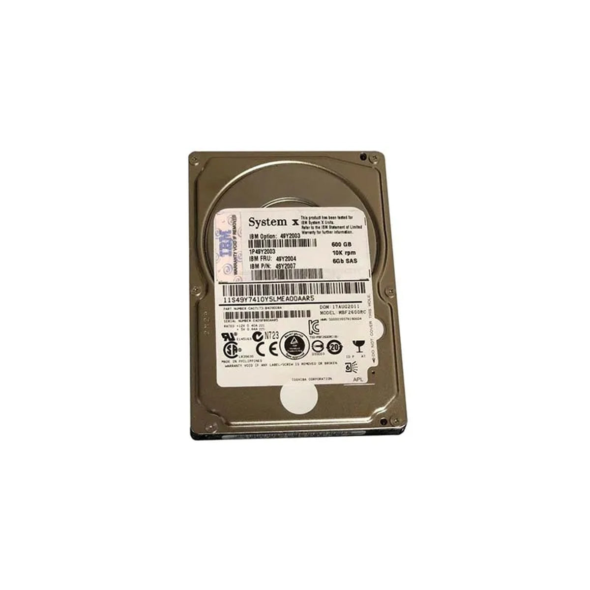 IBM 49Y2007 - IBM 49Y2007 600GB 10K 6.0Gbps SFF Serial SCSI / SAS Hard Drive - (Used)