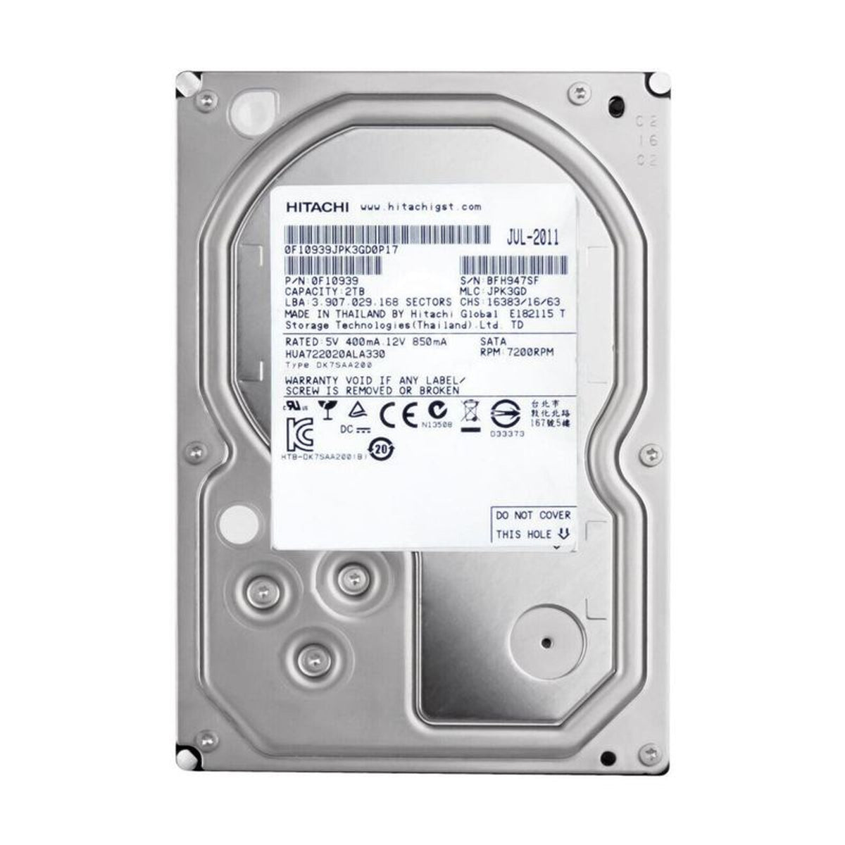 Hitachi HUA722020ALA330 2TB SATA 6.0Gb/s 3.5" Enterprise Internal Hard Drive (Used)