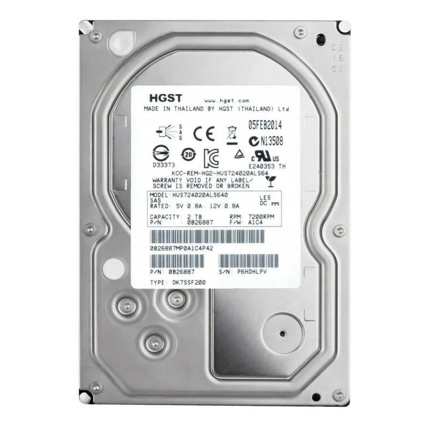 HGST Ultrastar 7K4000 HUS724020ALS640 2TB 7200 RPM 64MB Cache SAS 6Gb/s 3.5" Enterprise Internal Hard Drive (Used)