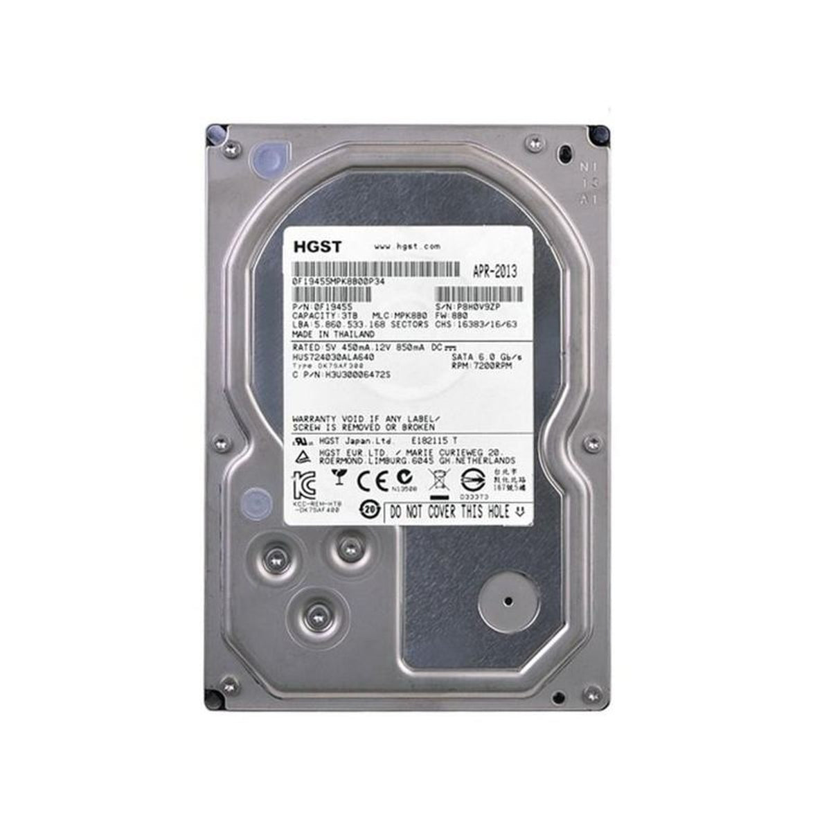 HGST Ultrastar 7K4000 HUS724030ALA640 3TB 7200 RPM 64MB Cache SATA 6.0Gb/s 3.5" Enterprise Internal Hard Drive (Used)