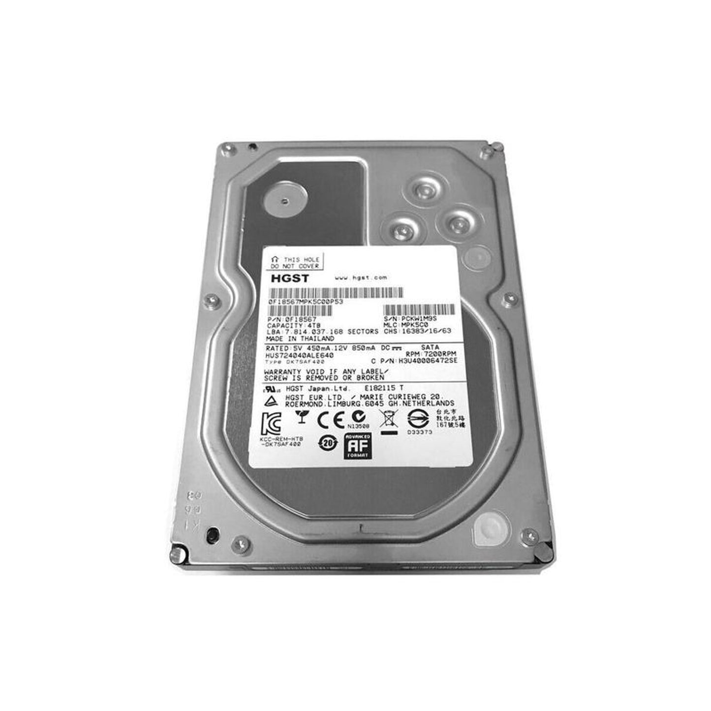 HGST Ultrastar 7K4000 HUS724040ALE640 4TB 7200 RPM 64MB Cache SATA 6.0Gb/s 3.5" Enterprise Internal Hard Drive (Used)