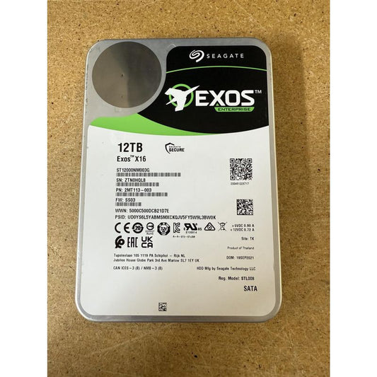 Seagate Exos X12 ST12000NM003G 12TB 7200 RPM 256MB Cache SATA 6.0Gb/s 3.5" Enterprise Internal Hard Drive (Used)