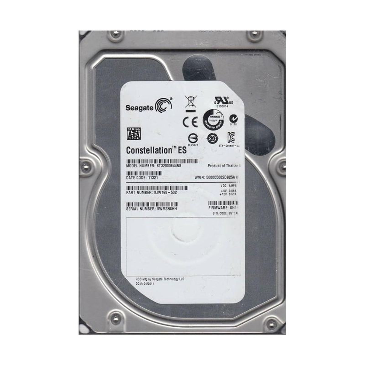 Seagate Constellation ST32000644NS 2TB 7200 RPM 64MB Cache SATA 3.0Gb/s 3.5" Enterprise Internal Hard Drive (Used)