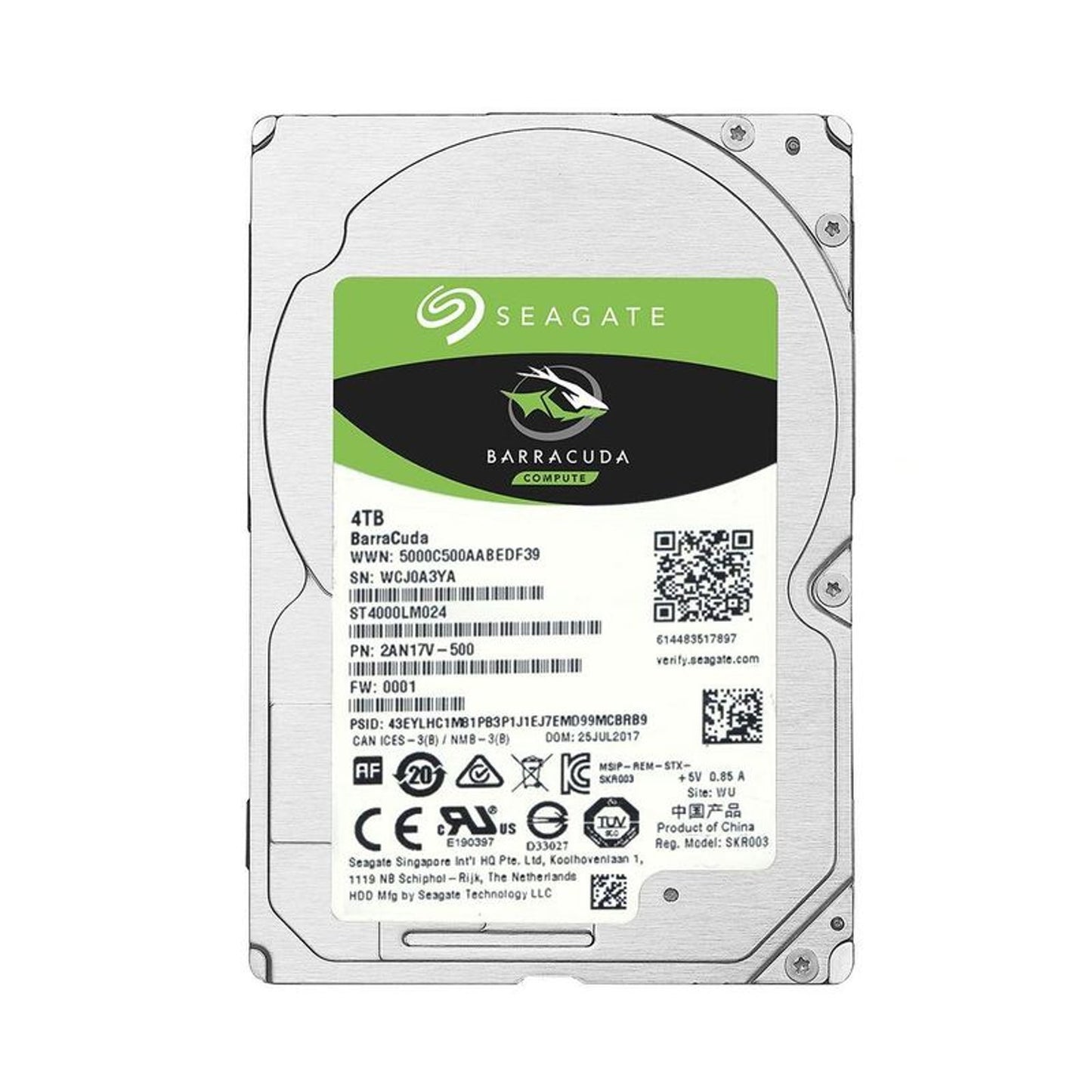 Seagate Momentus ST4000LM024 4TB 5400 RPM 128MB Cache SATA 6.0Gb/s 2.5" Laptop Internal Hard Drive (Used)