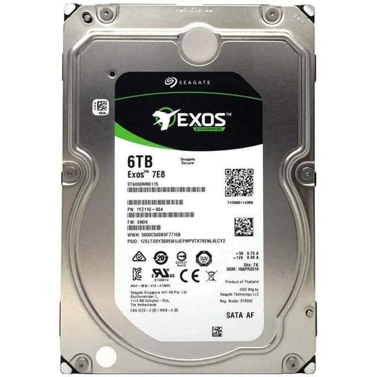 Seagate Exos ST6000NM0115 6TB 7200 RPM SATA 6GB/s 512e 7E8 256MB Cache 3.5" Hard Drive (Used)