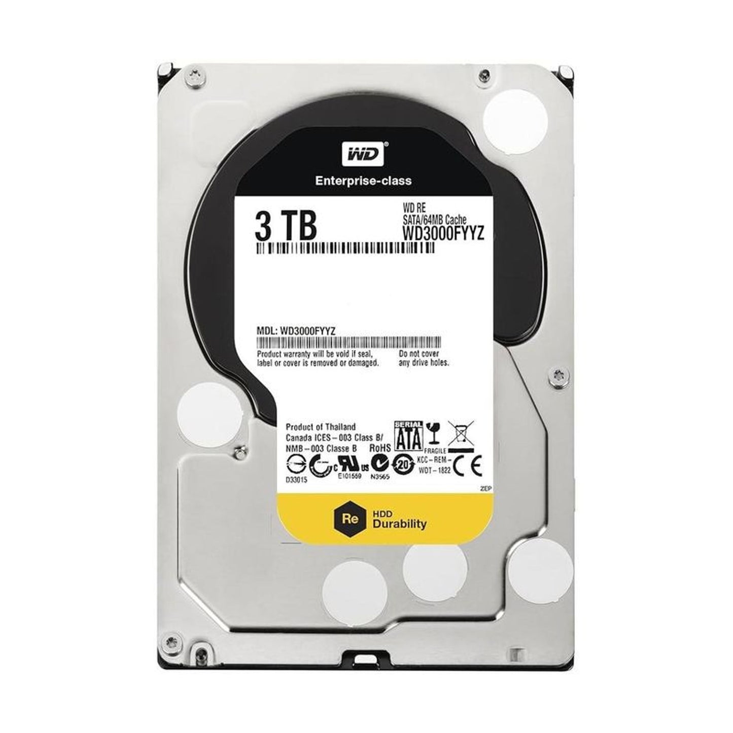 Western Digital Re WD3000FYYZ 3TB 7200 RPM 64MB Cache SATA 6.0Gb/s 3.5" Enterprise Internal Hard Drive (Used)