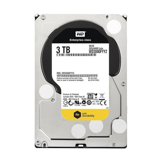 Western Digital Re WD3000FYYZ 3TB 7200 RPM 64MB Cache SATA 6.0Gb/s 3.5" Enterprise Internal Hard Drive (Used)